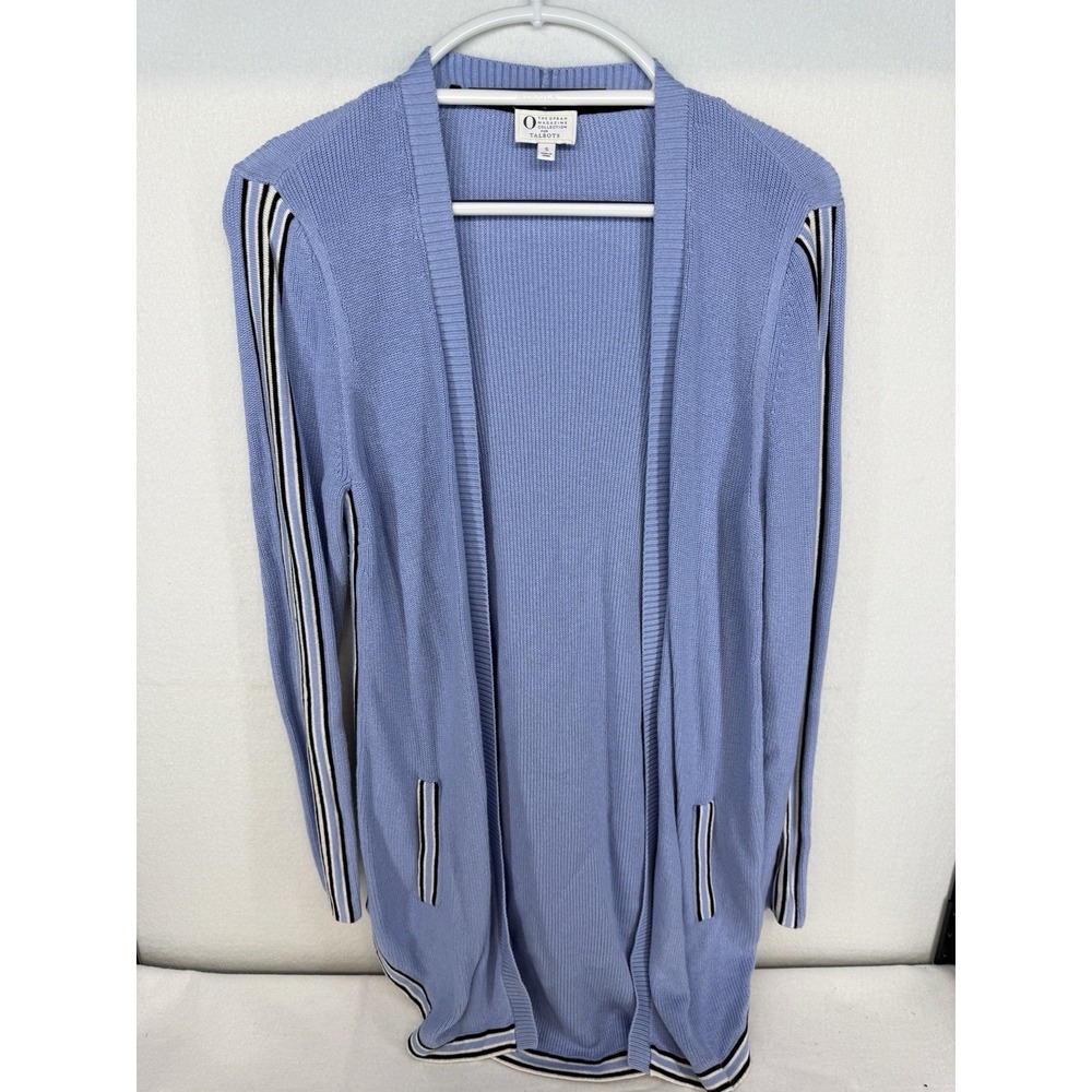 NWOT Talbots X Oprah Magazine Blue‎ Striped Open Cardigan Sweater Size Small